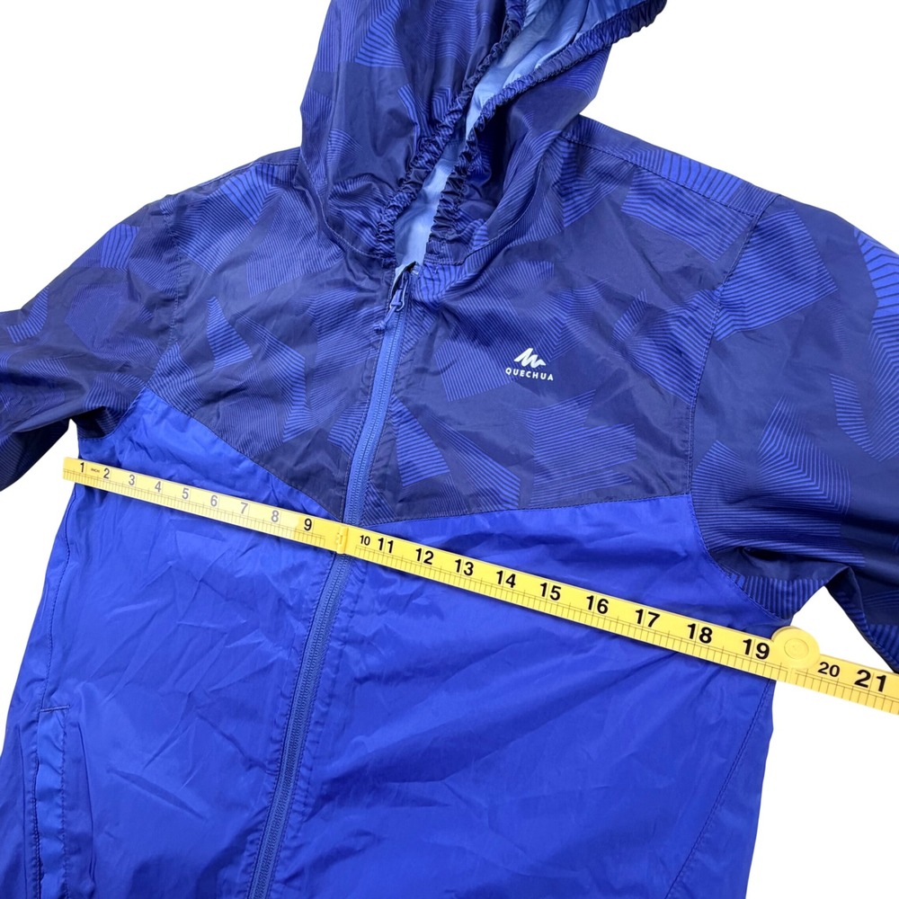 Decathlon Quechua Windbreaker Jacket Men XS Blue Geometric Full Zip Lightweight - Picture 10 of 12